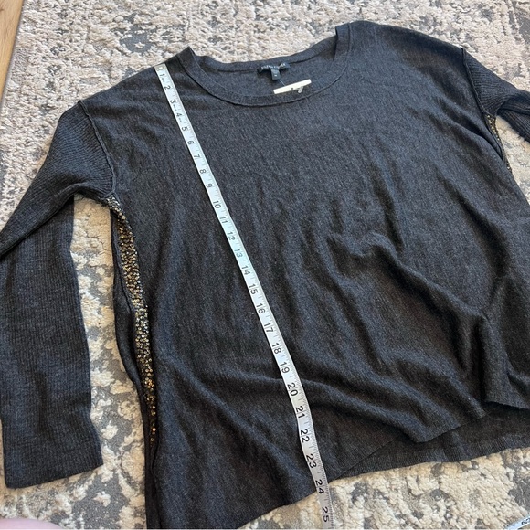 Eileen Fisher NWT 100% Merino Wool Gray Long Sleeve Top Size Medium Sequin - Picture 10 of 10